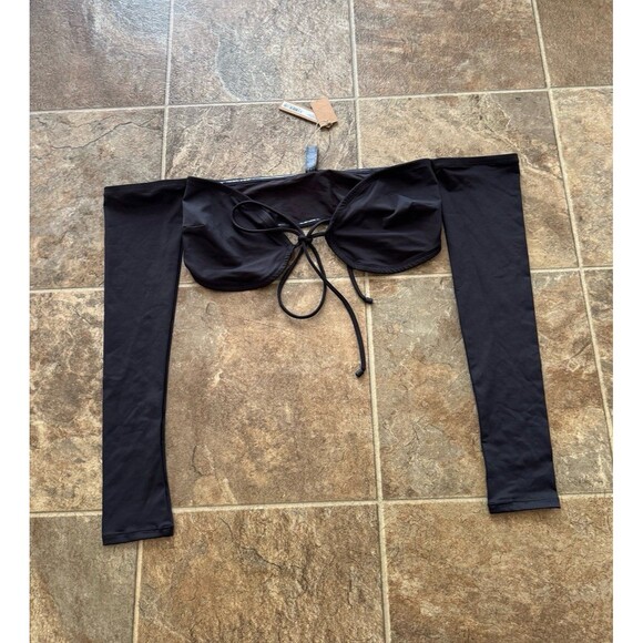 Skims Recycled Swim Long Sleeved Bikini Top Onyx Size Medium - Picture 4 of 9